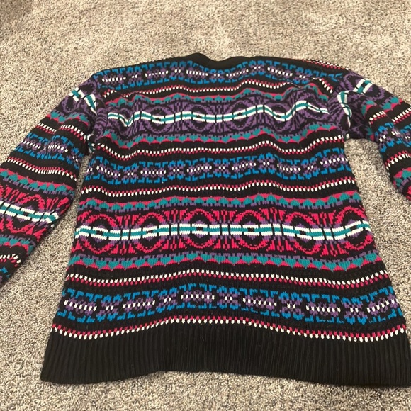 Just Sasha Button Up Cardigan Vintage 80's Horizontal Stripe Grandpa Women's S - Picture 5 of 5